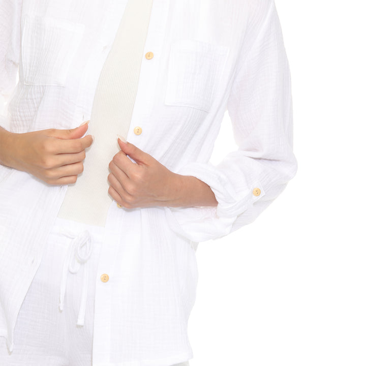Women's Long Sleeve Button Down Cotton Gauze Set