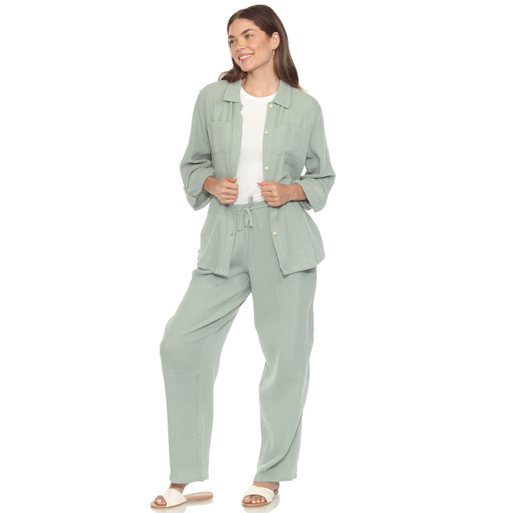 Women's Long Sleeve Button Down Cotton Gauze Set