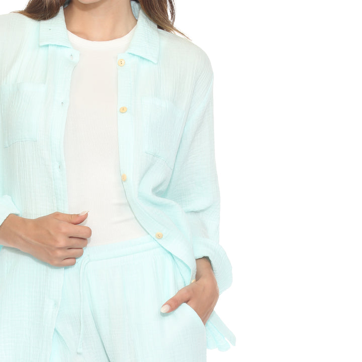 Women's Long Sleeve Button Down Cotton Gauze Set