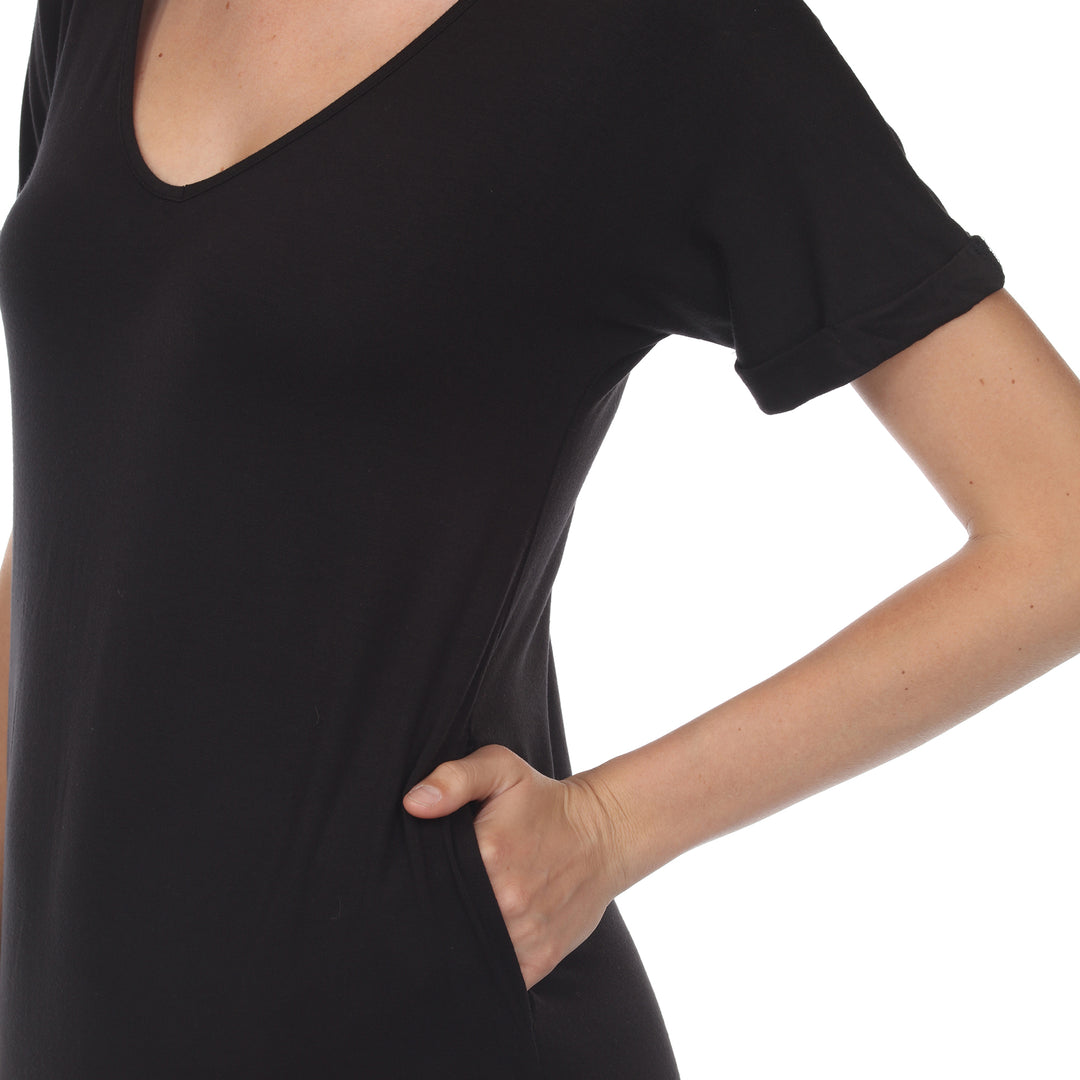 Women's Short Sleeve V-neck Maxi Dress