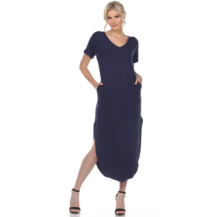 Women's Short Sleeve V-neck Maxi Dress
