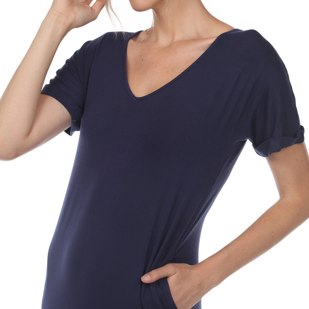 Women's Short Sleeve V-neck Maxi Dress