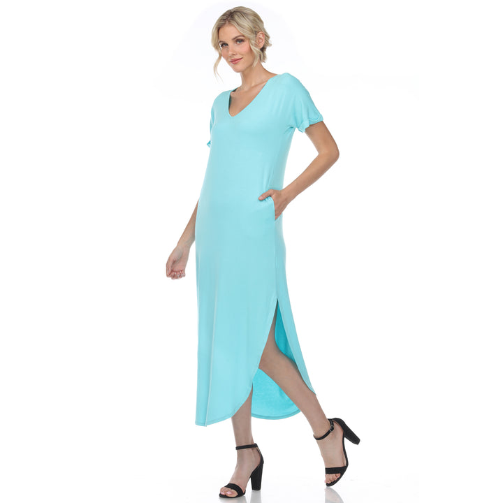 Women's Short Sleeve V-neck Maxi Dress