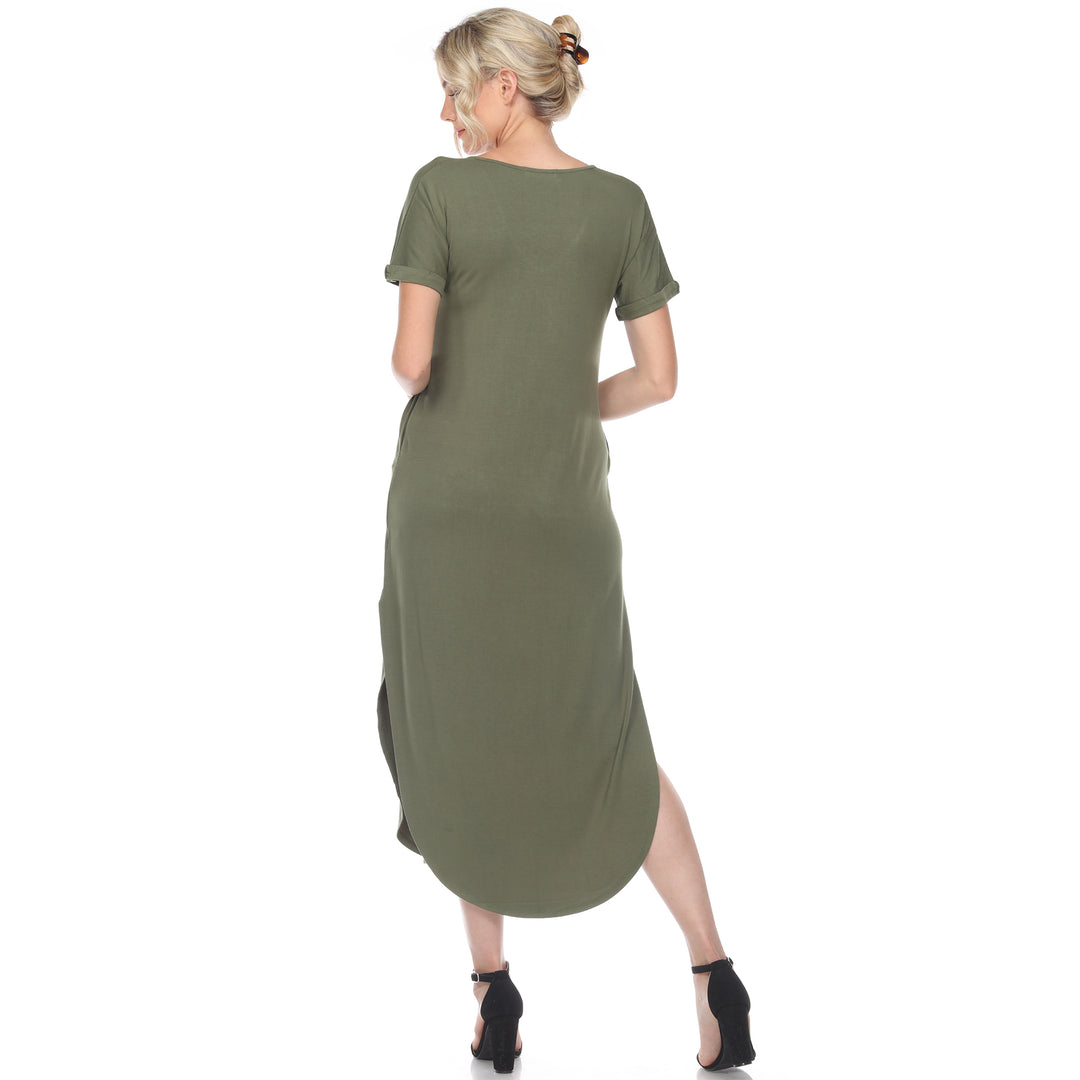 Women's Short Sleeve V-neck Maxi Dress