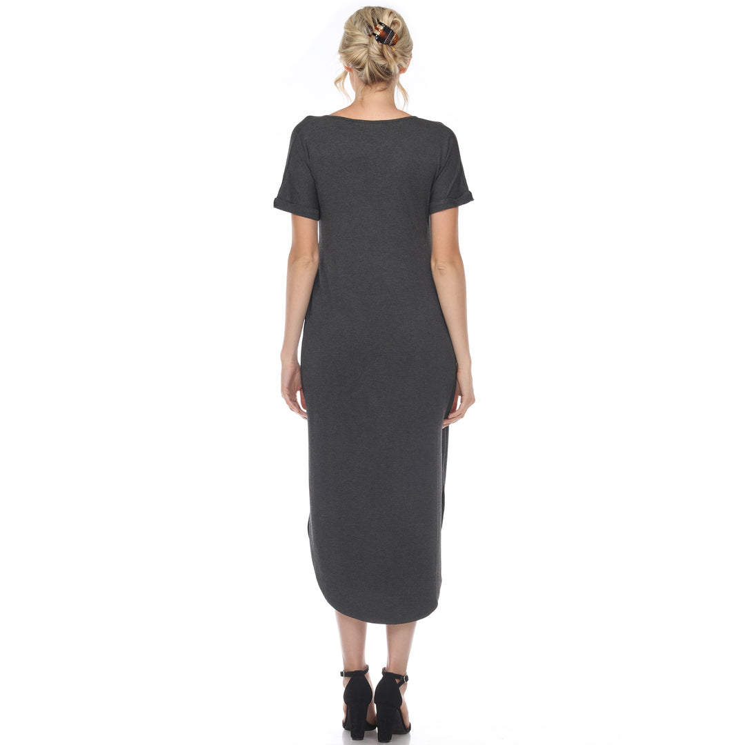 Women's Short Sleeve V-neck Maxi Dress
