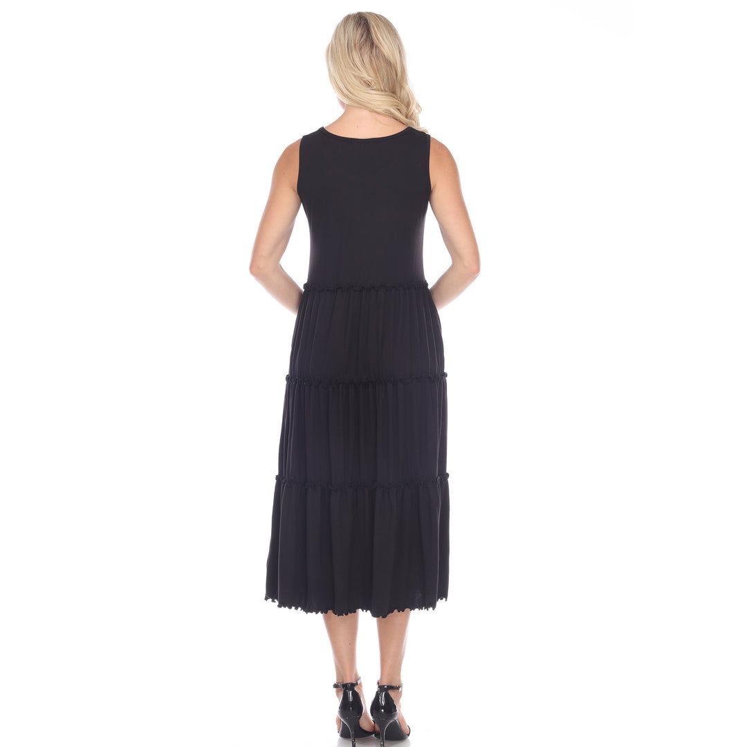 Women's Scoop Neck Tiered Midi Dress