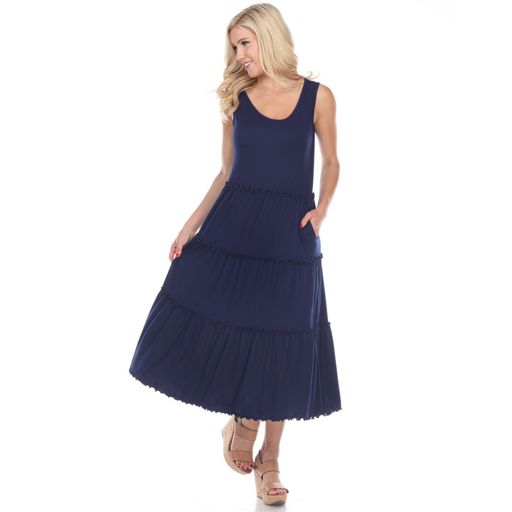 Women's Scoop Neck Tiered Midi Dress