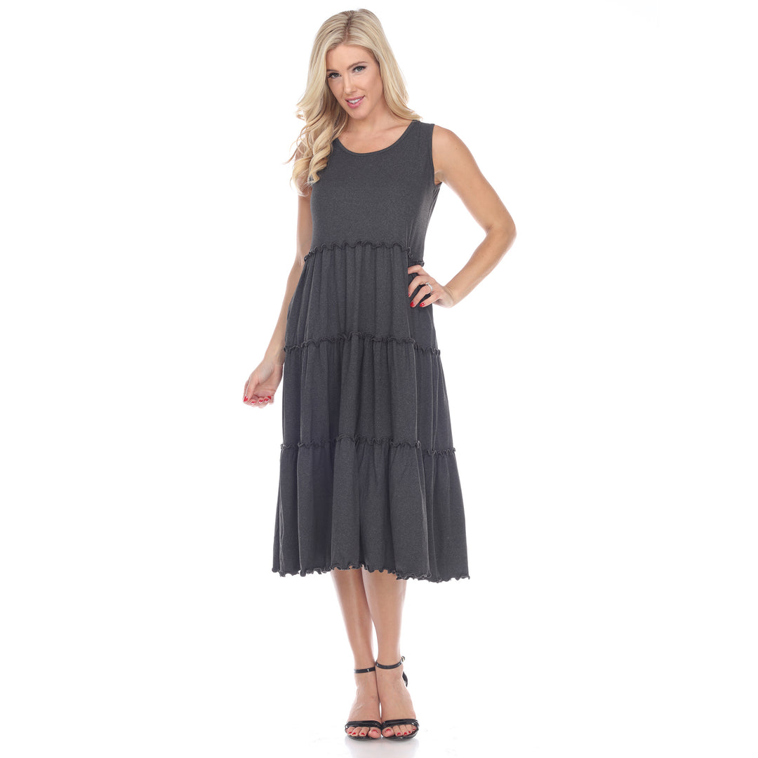 Women's Scoop Neck Tiered Midi Dress