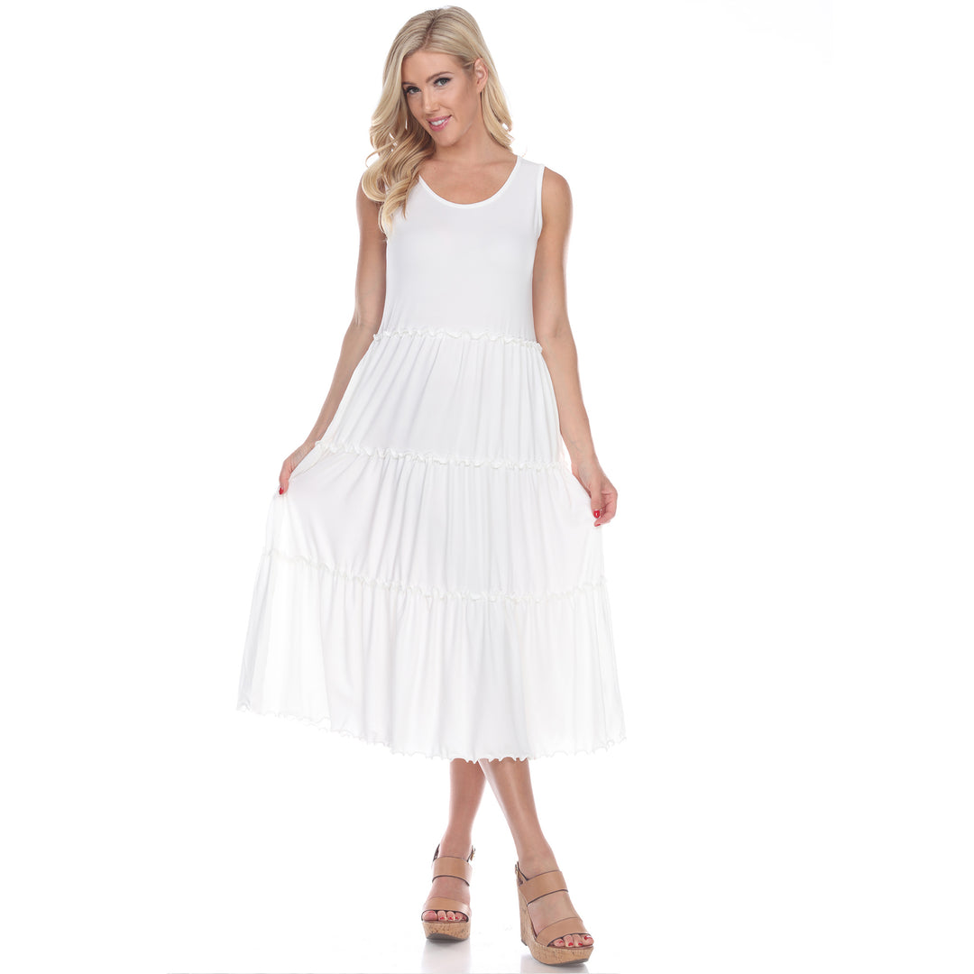 Women's Scoop Neck Tiered Midi Dress