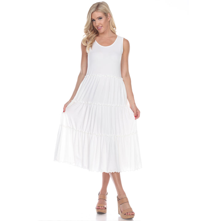 Women's Scoop Neck Tiered Midi Dress