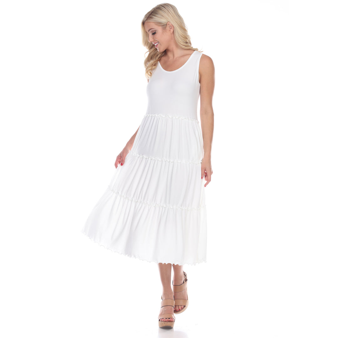 Women's Scoop Neck Tiered Midi Dress