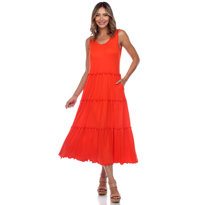 Women's Scoop Neck Tiered Midi Dress