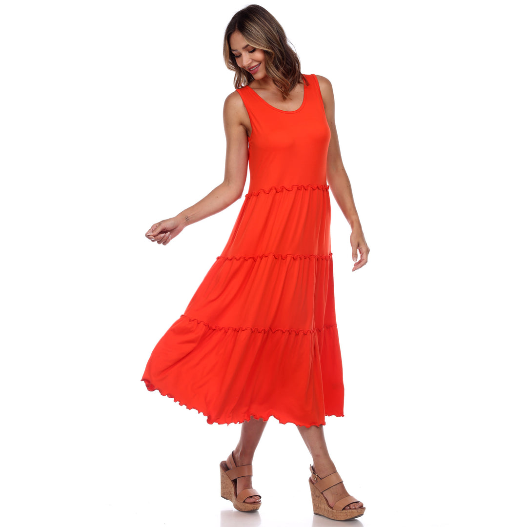 Women's Scoop Neck Tiered Midi Dress