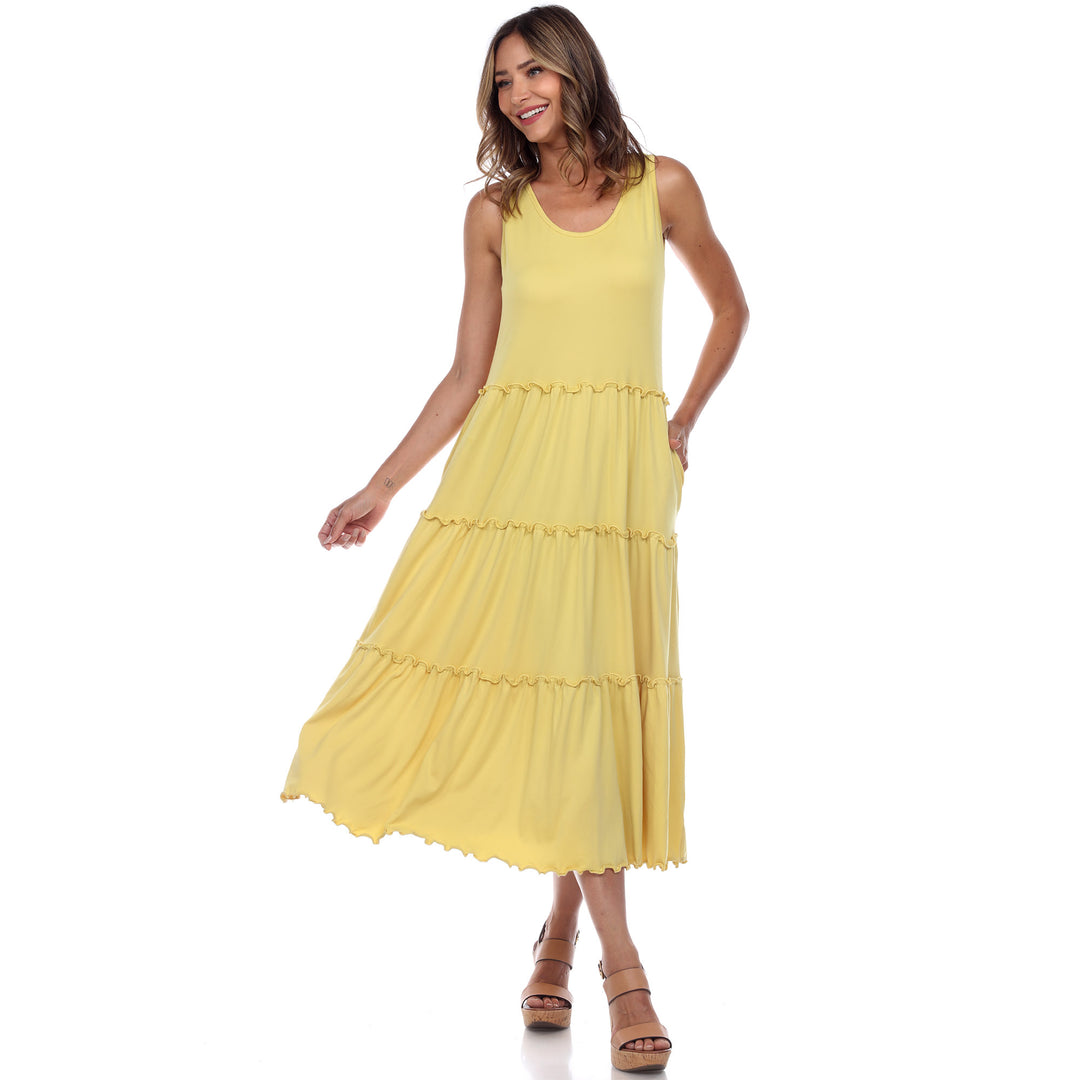 Women's Scoop Neck Tiered Midi Dress