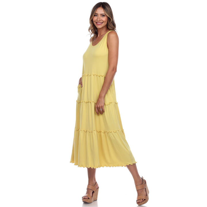 Women's Scoop Neck Tiered Midi Dress