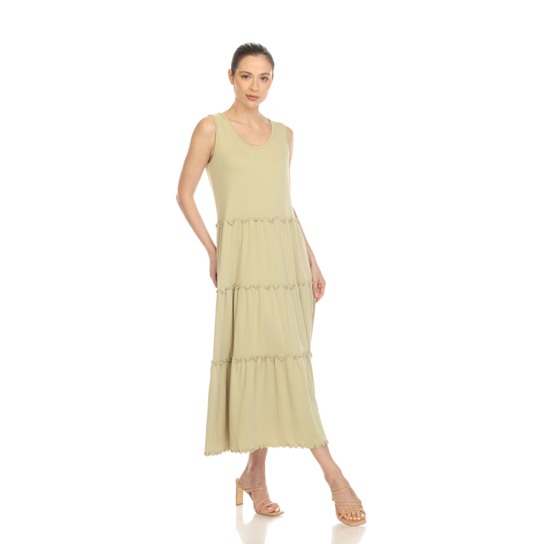 Women's Scoop Neck Tiered Midi Dress