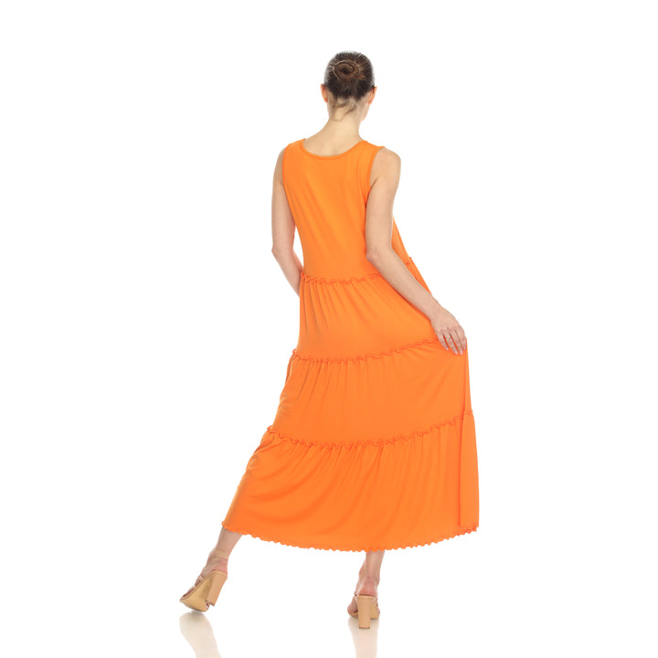 Women's Scoop Neck Tiered Midi Dress