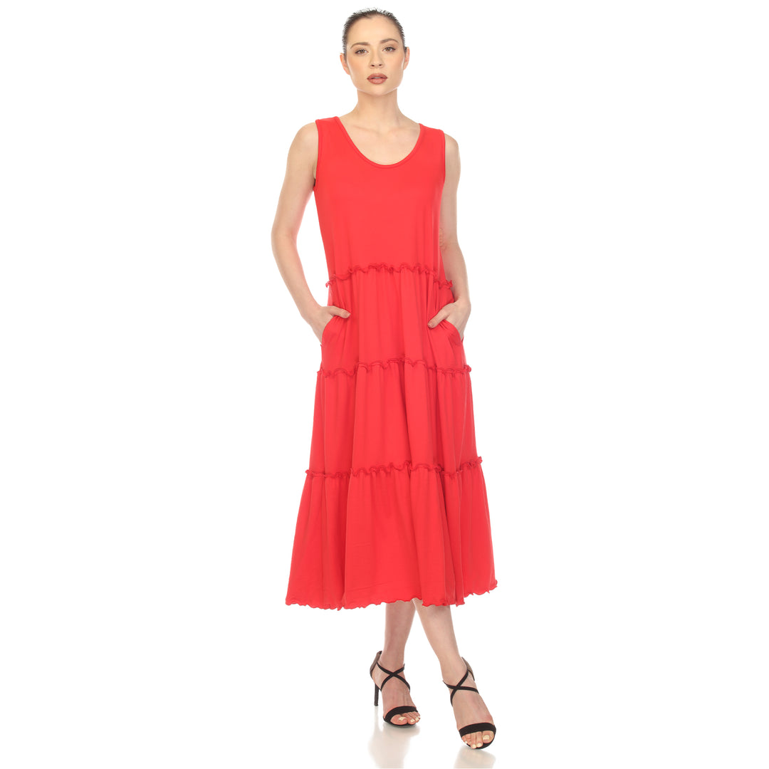 Women's Scoop Neck Tiered Midi Dress
