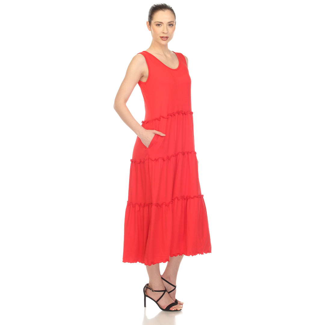 Women's Scoop Neck Tiered Midi Dress