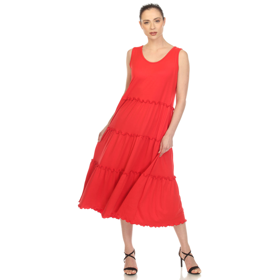Women's Scoop Neck Tiered Midi Dress
