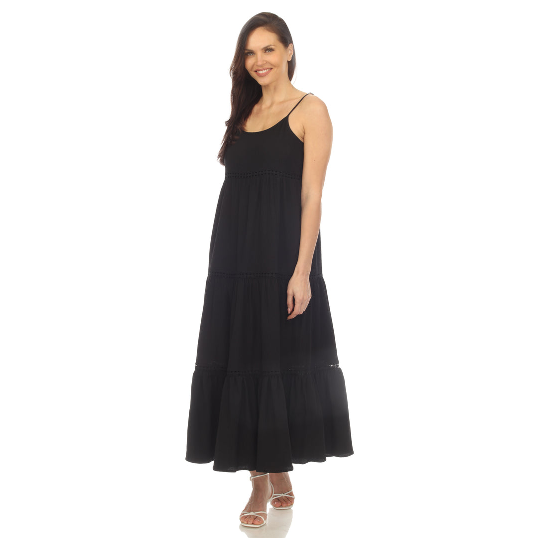 Women's Scoop Neck Tiered Maxi Dress