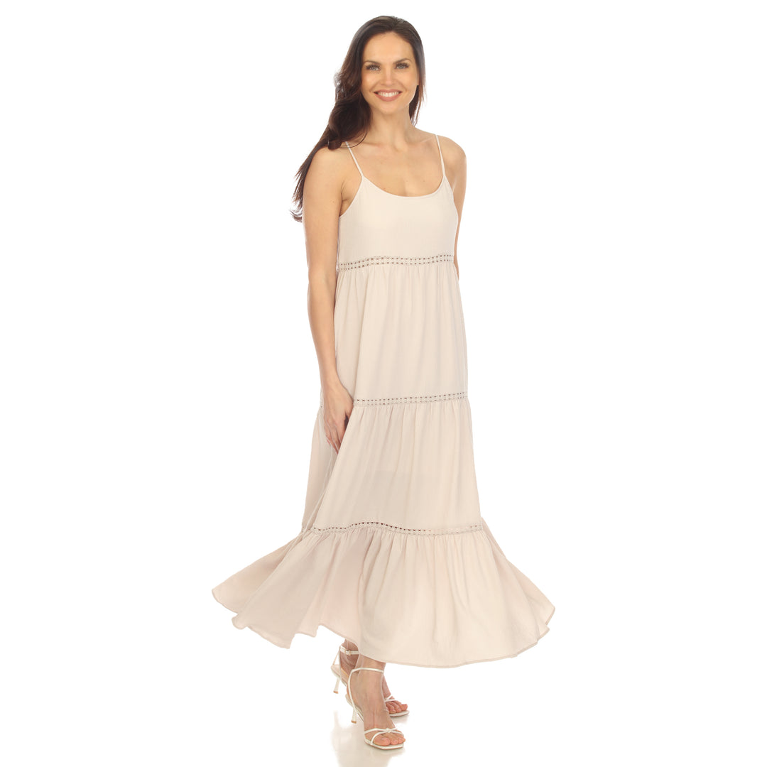Women's Scoop Neck Tiered Maxi Dress