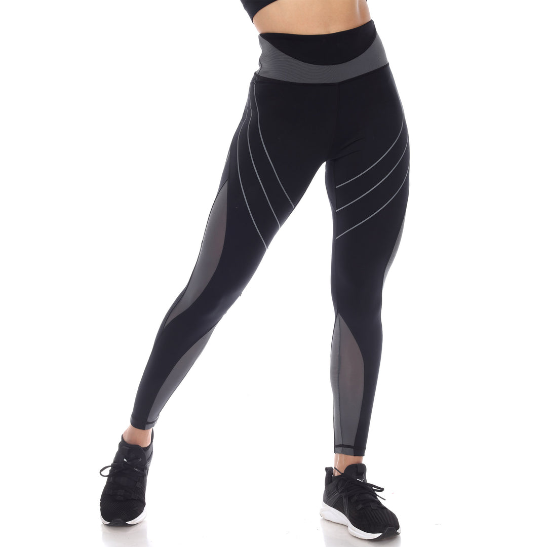 Women's High-Waist Reflective Piping Fitness Leggings