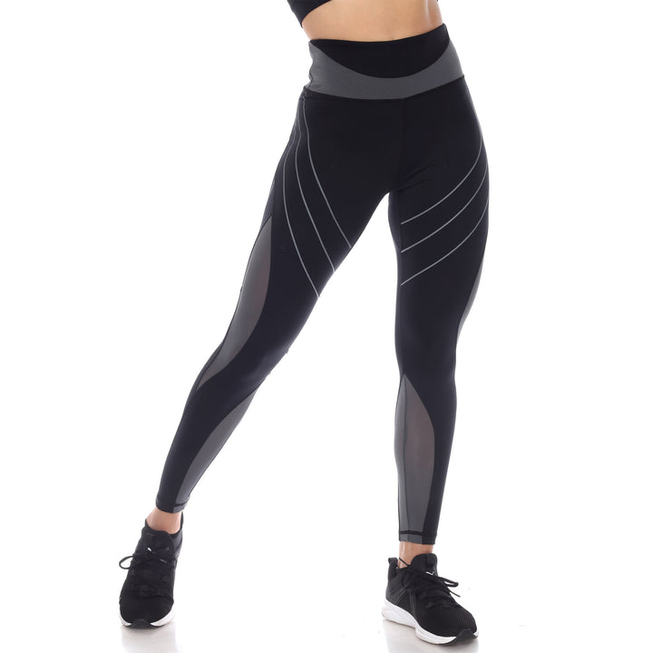 Women's High-Waist Reflective Piping Fitness Leggings