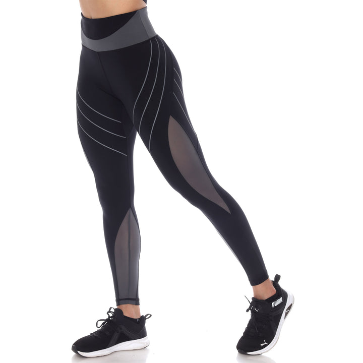 Women's High-Waist Reflective Piping Fitness Leggings