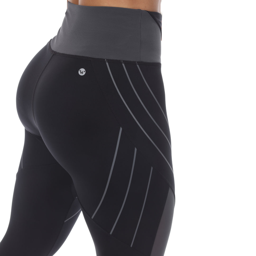 Women's High-Waist Reflective Piping Fitness Leggings