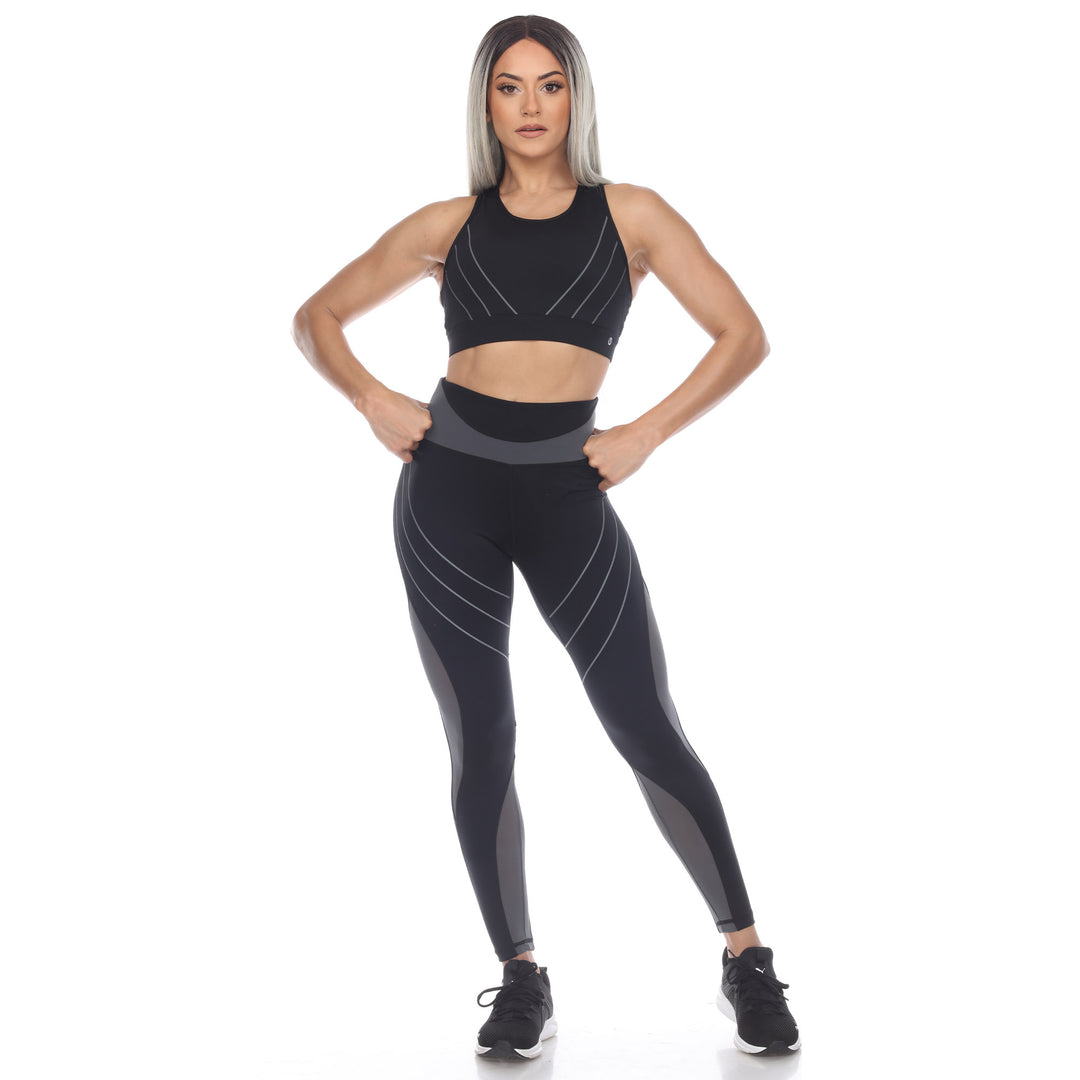 Women's High-Waist Reflective Piping Fitness Leggings