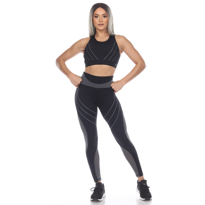 Women's High-Waist Reflective Piping Fitness Leggings