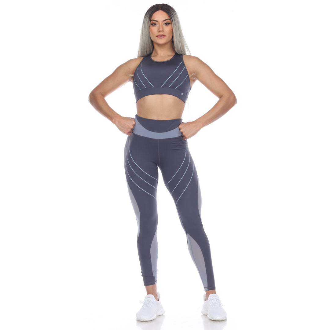 Women's High-Waist Reflective Piping Fitness Leggings
