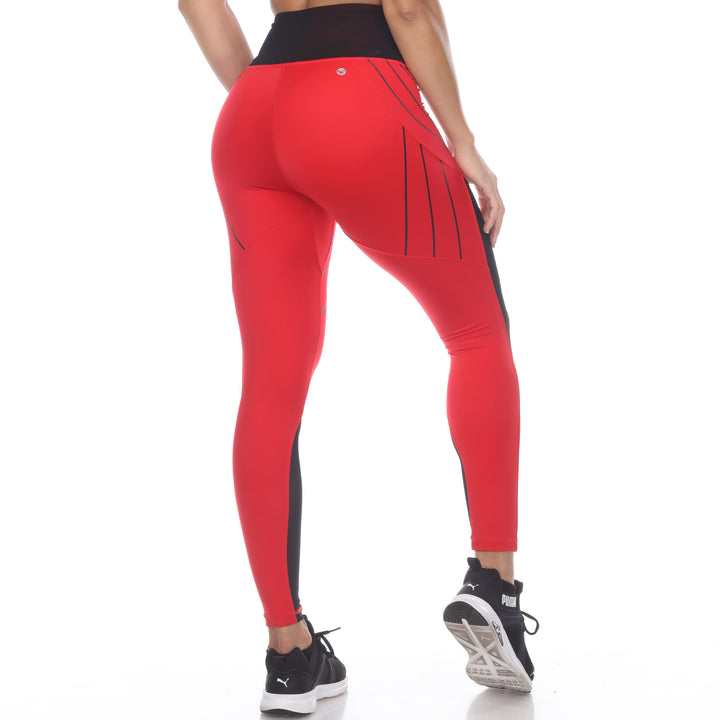 Women's High-Waist Reflective Piping Fitness Leggings