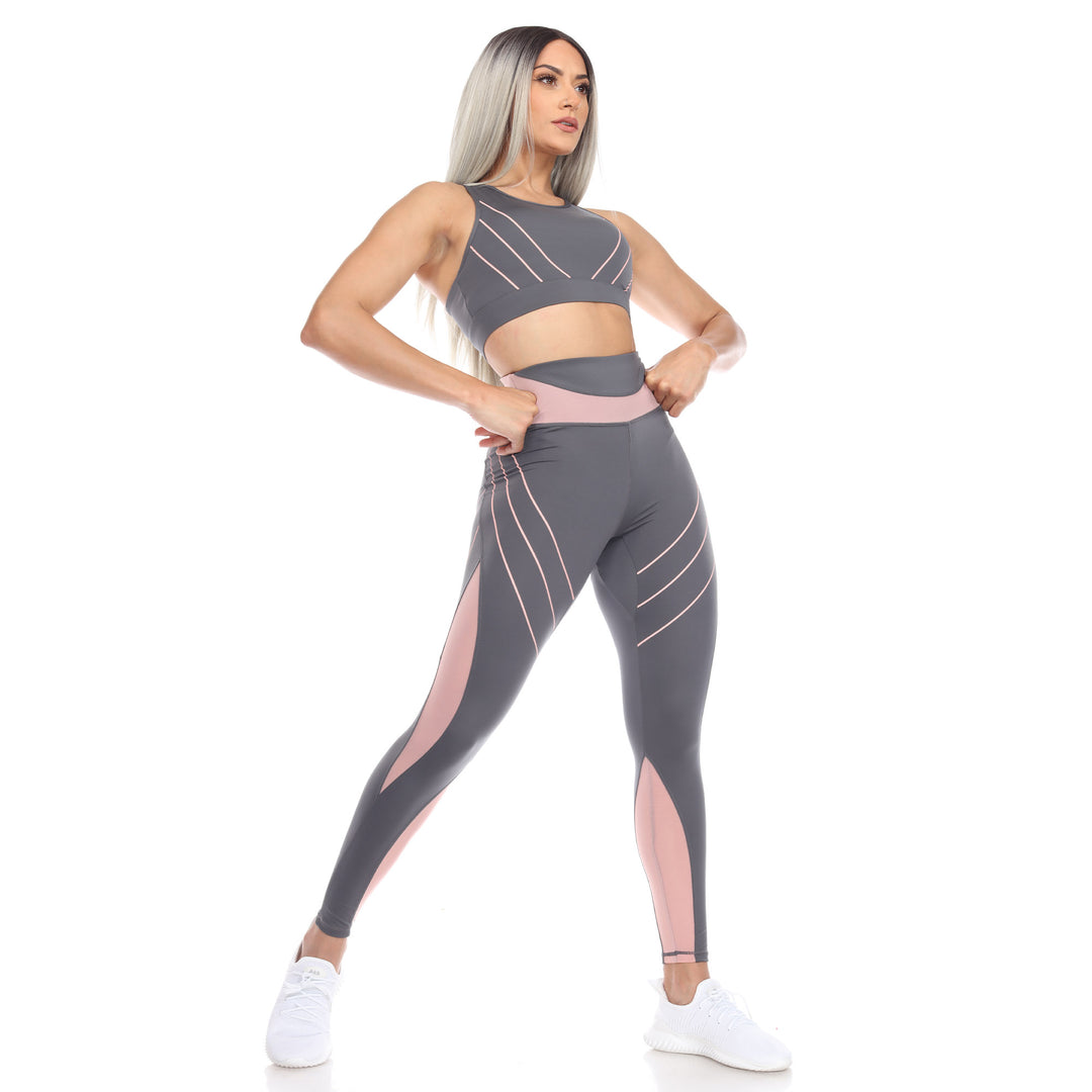 Women's High-Waist Reflective Piping Fitness Leggings