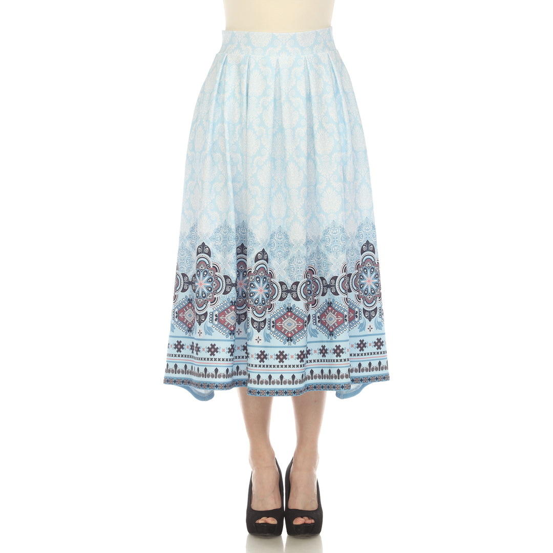 Women's Pleated Skirt with Border Prints