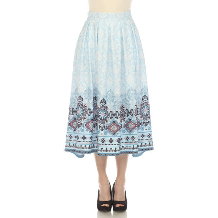 Women's Pleated Skirt with Border Prints