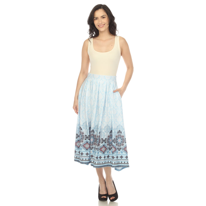 Women's Pleated Skirt with Border Prints
