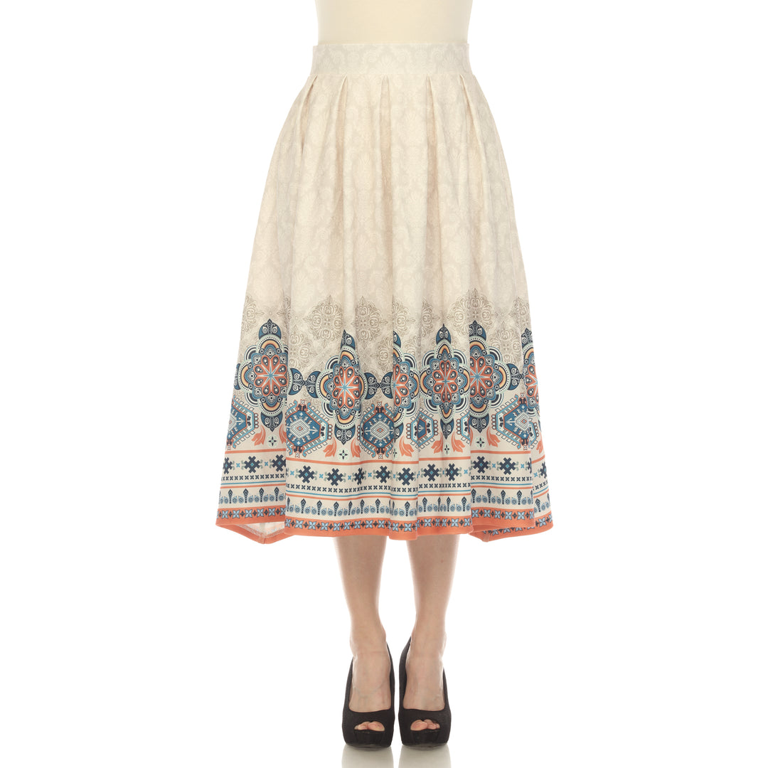 Women's Pleated Skirt with Border Prints