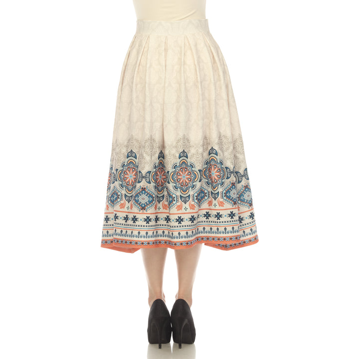 Women's Pleated Skirt with Border Prints