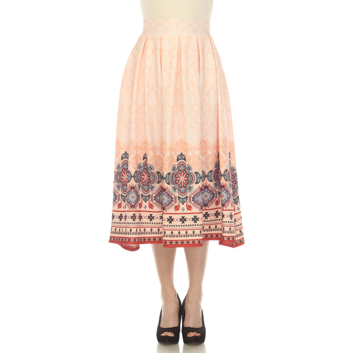 Women's Pleated Skirt with Border Prints