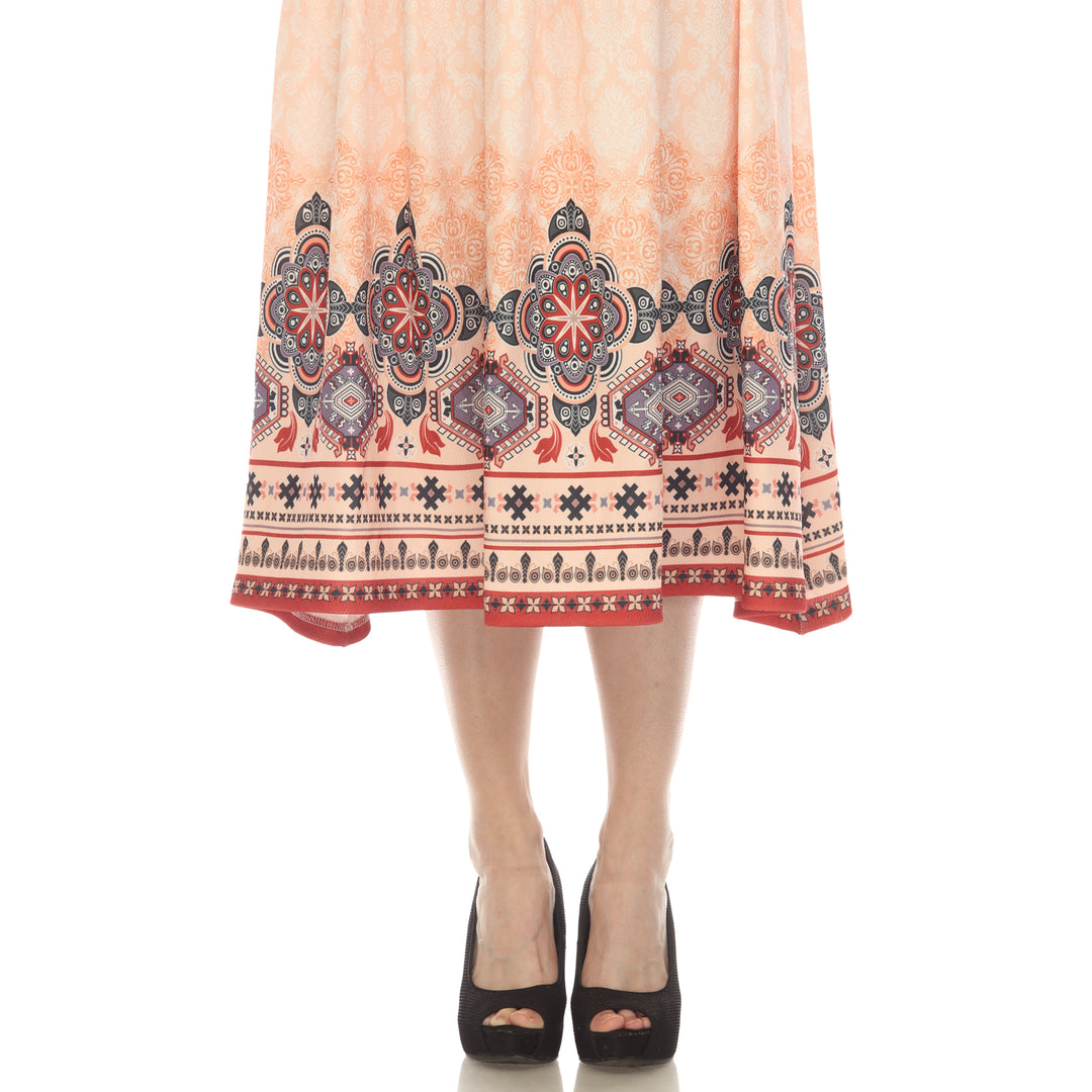 Women's Pleated Skirt with Border Prints