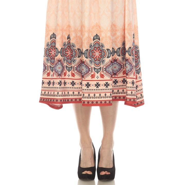 Women's Pleated Skirt with Border Prints
