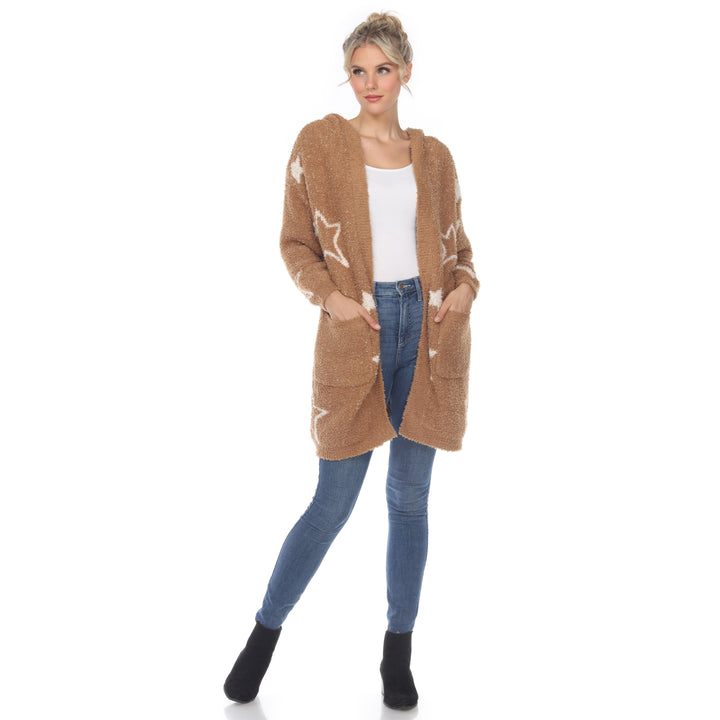 Women's Hooded Open Front Sherpa Coat