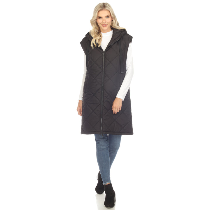 Women's Diamond Quilted Hooded Puffer Vest