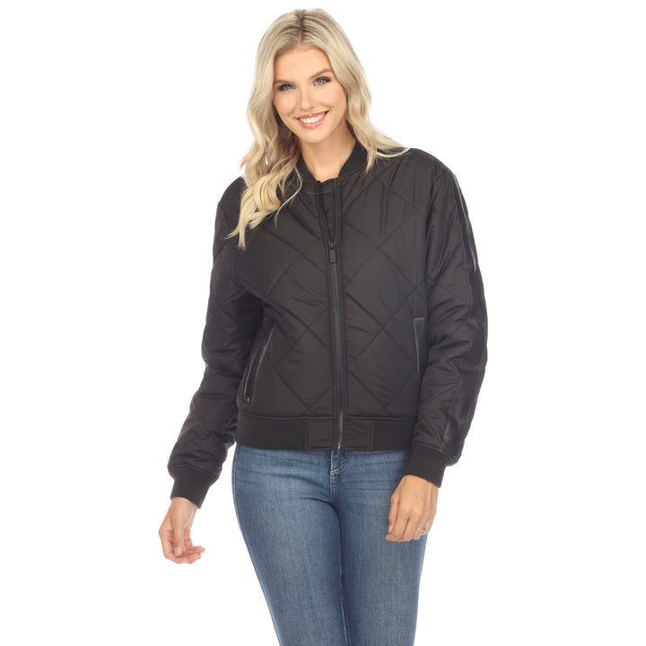 Women's  Lightweight Diamond Quilted Puffer Bomber Jacket