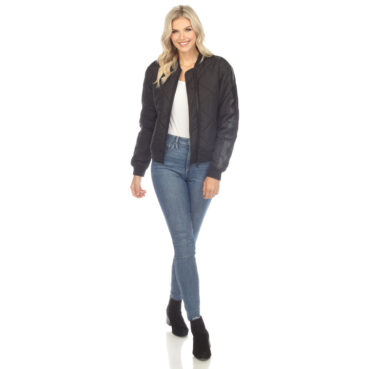 Women's  Lightweight Diamond Quilted Puffer Bomber Jacket