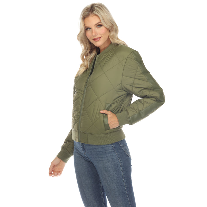 Women's  Lightweight Diamond Quilted Puffer Bomber Jacket
