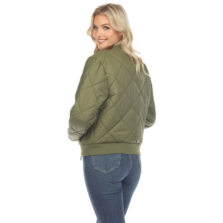 Women's  Lightweight Diamond Quilted Puffer Bomber Jacket