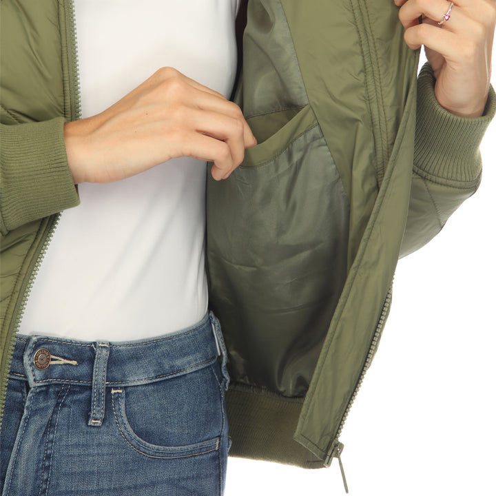 Women's  Lightweight Diamond Quilted Puffer Bomber Jacket